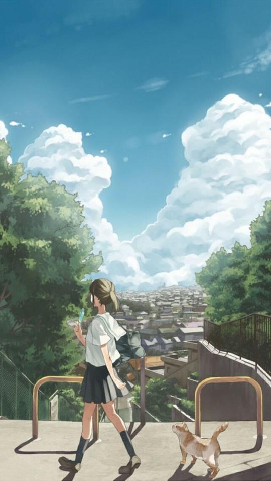二次元男孩女孩校园唯美可爱意境动漫