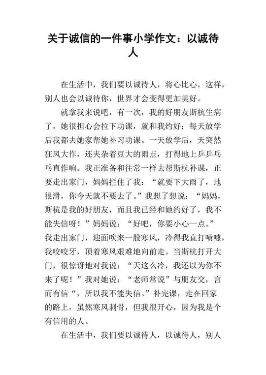 关于诚信的一件事小学作文:以诚待人