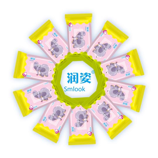 润姿湿巾特价婴儿湿纸巾10抽40包400片幼儿宝手口无香大包装包邮