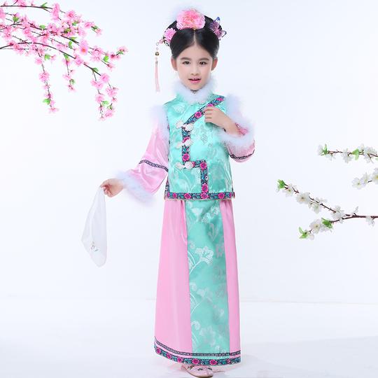儿童古装清朝小孩格格服装女童旗服旗装舞台表演出服装摄影楼服饰
