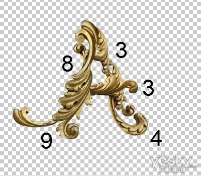 photoshop素材切割合成黄金雕刻字特效_天极设计在线整理