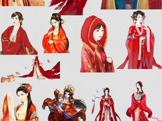古代婚礼新娘红装美女帅哥新郎卡通中式婚礼图片下载png素材动漫人