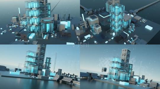 3d建筑房子景观大厦摇镜头