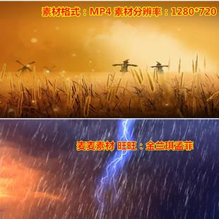 芦苇丛稻草人爱心粒子雷雨led大屏幕背景视频素材舞台vj素材