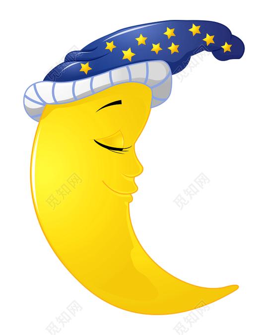 质感卡通月牙星星素材