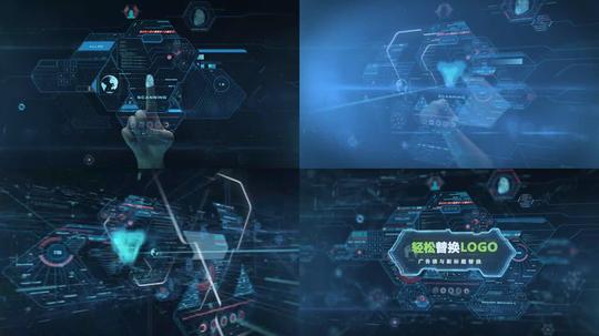指纹登录高科技全息标志开场特效ae模板