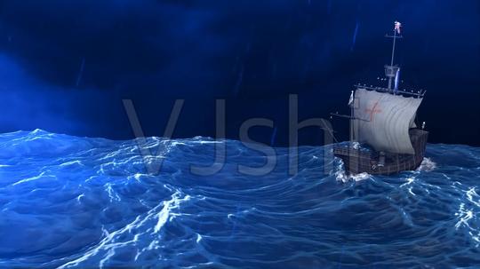乌云雷雨波涛汹涌海盗船_1920x1080_高清视频素材下载