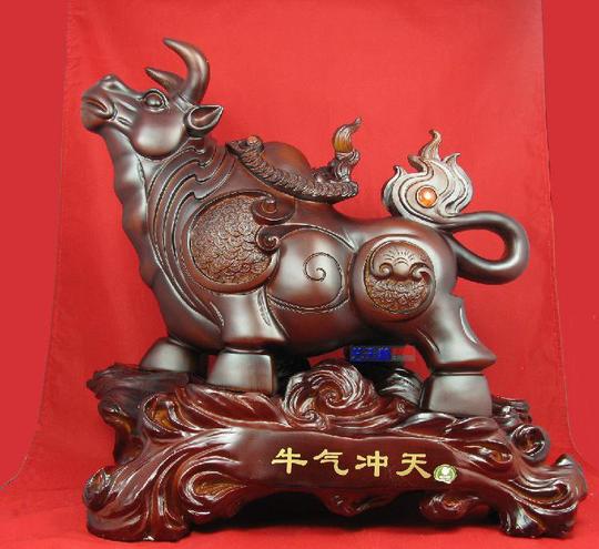 公司开业送礼工艺品-牛气冲天摆件木牛工艺品摆设大号家居装饰品