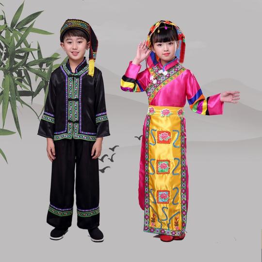 土族演出服女少数民族表演服苗族彝族舞蹈服学校团体表演服装