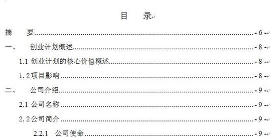 创业计划书规范格式