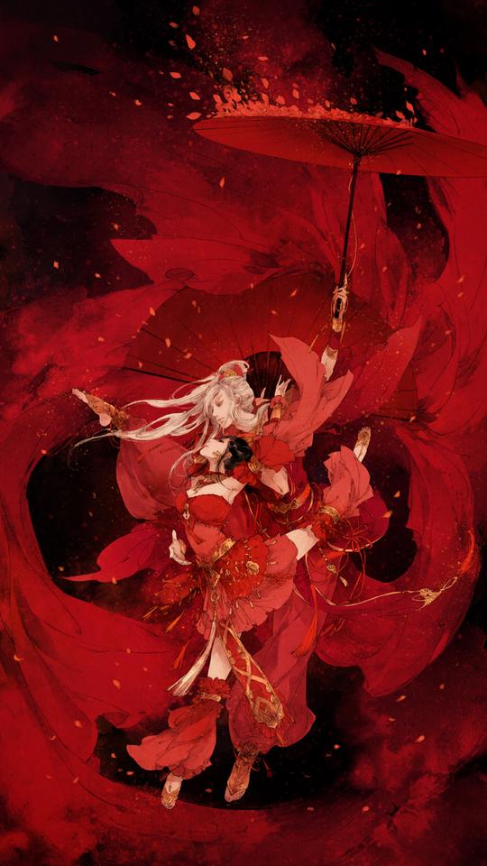 古风手绘插画锁屏壁纸江山美人伊吹五月伊