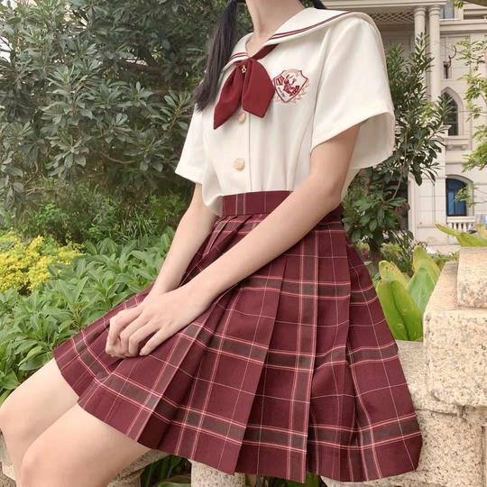 沙华日系正统jk制服格子裙雪松中牌高腰学院风学生短裙百褶裙合集
