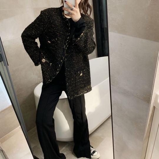 重磅黑金系列贵妇级小香短外套女装秋冬气质粗花呢上黑色m【图片价格品牌评论】-京东