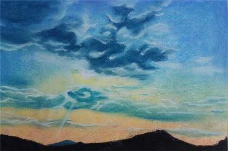 简单的色粉画天空教程_露西学画画
