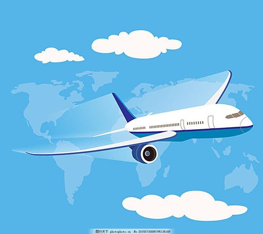 飞机天空中的航空飞机矢量素材下载飞行环球云朵世界