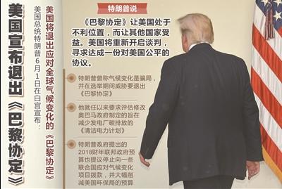 特朗普宣布美退出《巴黎协定》