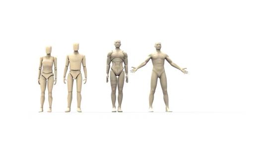 人体假人人头人脸犀牛模型成品素材3d图纸可调整姿势