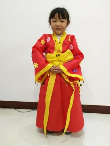 儿童环保服亲子装手工制作民族汉服男女表演服幼儿园环保走秀时装