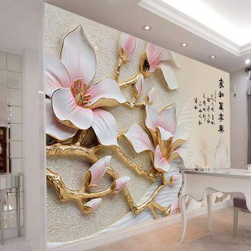 3d立体无缝壁画壁纸电视背景墙纸壁画客厅卧室中式无纺布墙纸墙布