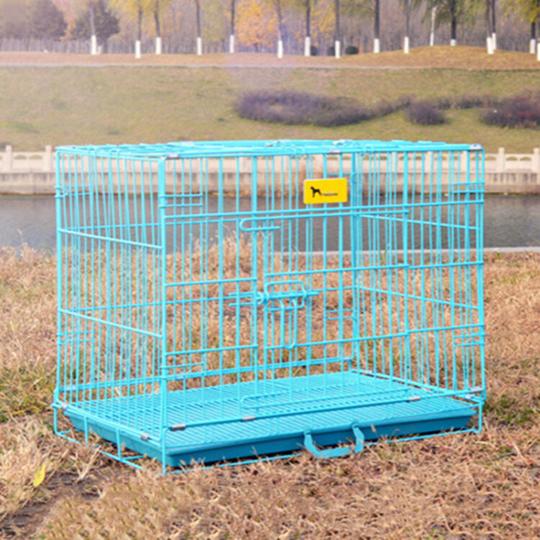 一口米宠物狗笼子带托盘大中小型犬加粗铁丝笼子围栏可折叠猫笼兔