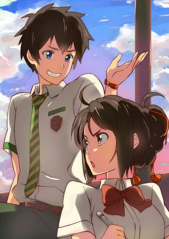 新海诚动漫电影新作，你的名字里三叶和泷的唯美爱情图