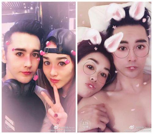 钟丽缇用美颜相机大头贴秀恩爱夫妻变身萌兔情侣