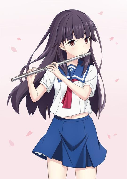 演奏乐器的动漫气质美少女，音乐与美貌的双重享受
