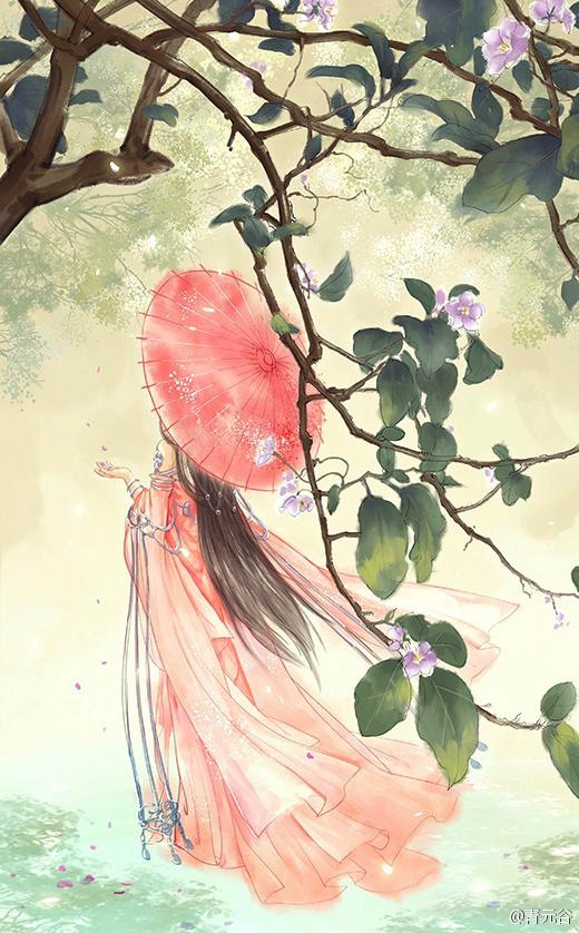 佳人连背影都是美的，二次元古风撑伞背影，绝对唯美迷人