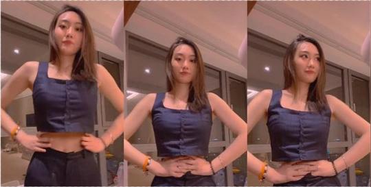 闫妮女儿太大胆！穿灰色挂脖bra秀丰腴身材，气质开挂变绝美颜霸