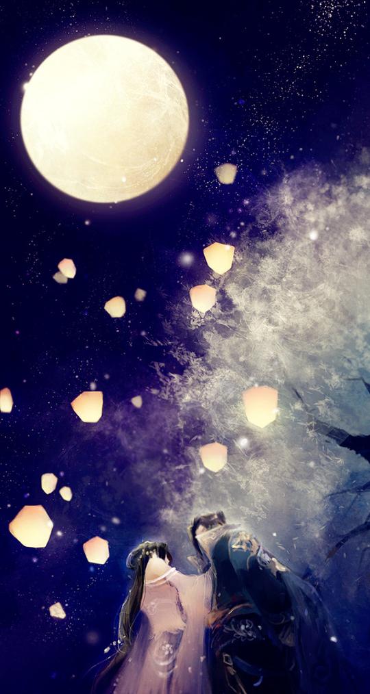 唯美古风夜景插画场景图集：灯海辉煌迷人眼