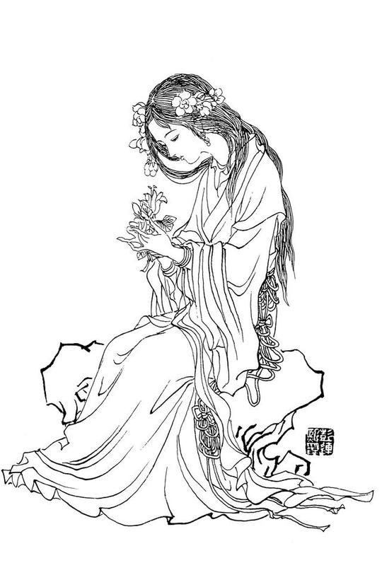 中国画白描人物学习素材91幅来自头条号：后写意