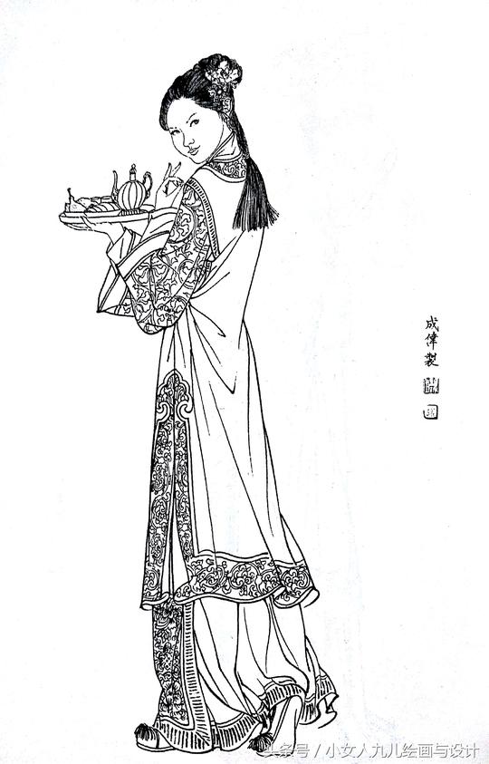 红楼梦人物百图线描素材（6）