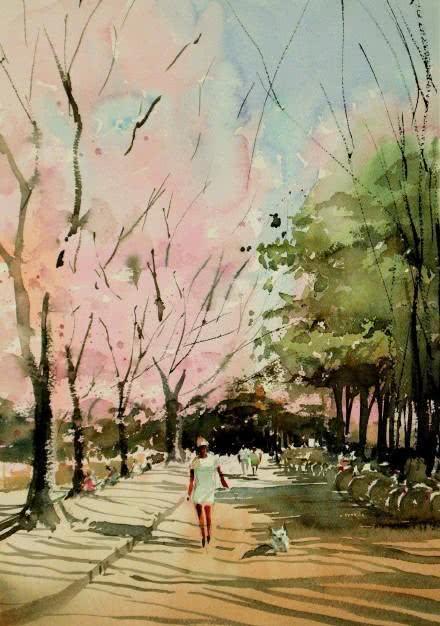日本水彩艺术作品！春、夏、秋、冬的风景画面尽收眼底