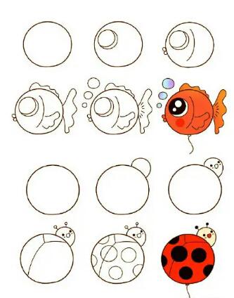 简笔画素材：给你一个圆形你能画几种简笔画？
