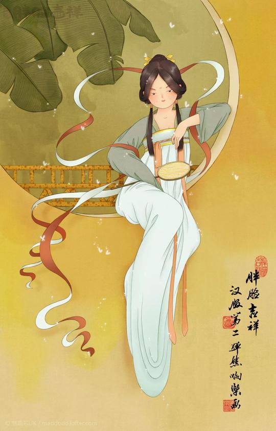 古风汉服女孩|绣罗衣裳照暮春，蹙金孔雀银麒麟