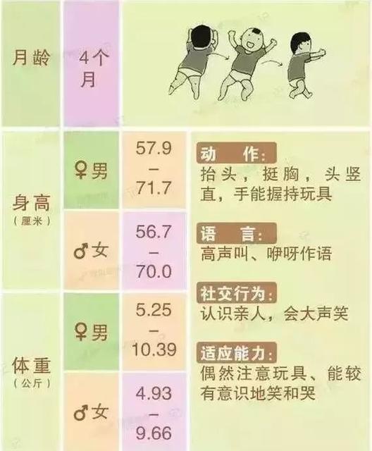 1-12个月婴儿智力发育水平对照表