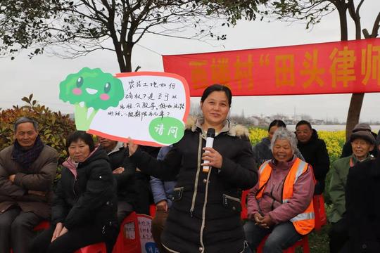 东台镇：“田头律师”摆地摊《民法典》农民点单