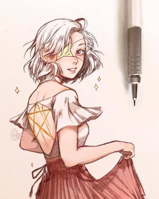 线条细腻美少女卡通素材！青春活力，配色很好看！
