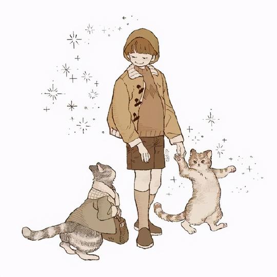 小众又好看的韩国插画，爱猫人士的头像壁纸