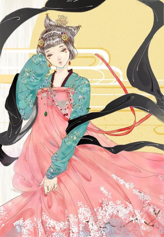 古风汉服女孩|绣罗衣裳照暮春，蹙金孔雀银麒麟