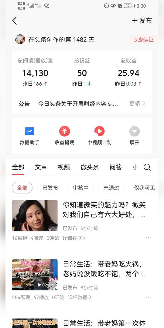 昨天微头条发文章收入922，西瓜视频收入900，一天收入1800元