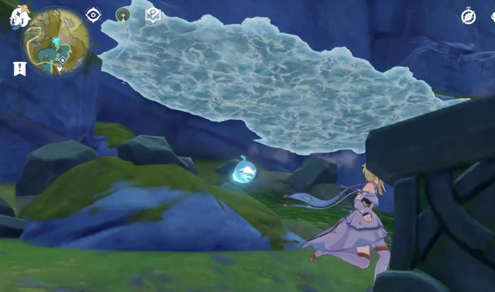 原神怎么再次去冰面下（原神海上风神瞳怎么过去）