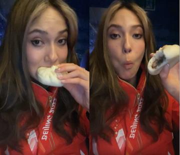 谷爱凌爱吃馅饼被CUE可爱图片