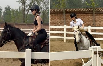 谷爱凌骑马秀腹肌图片