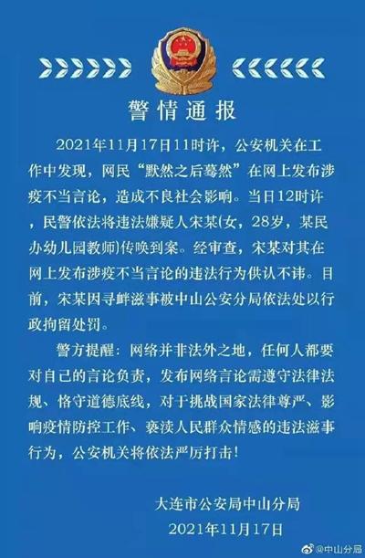 【大连幼师称望疫情不停被列失信人员
,大连疫情失信名单】 【大连幼师称望疫情不停被列失信人员
,大连疫情失信名单】