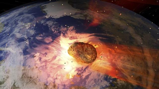小行星撞击地球艺术想象图