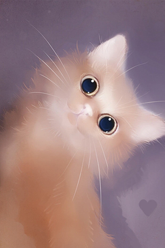 手绘卡通可爱小猫手机壁纸