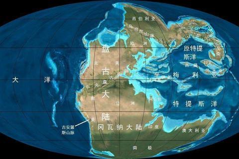 太古宙时期的地球艺术想象图，出现原始大陆和蓝藻