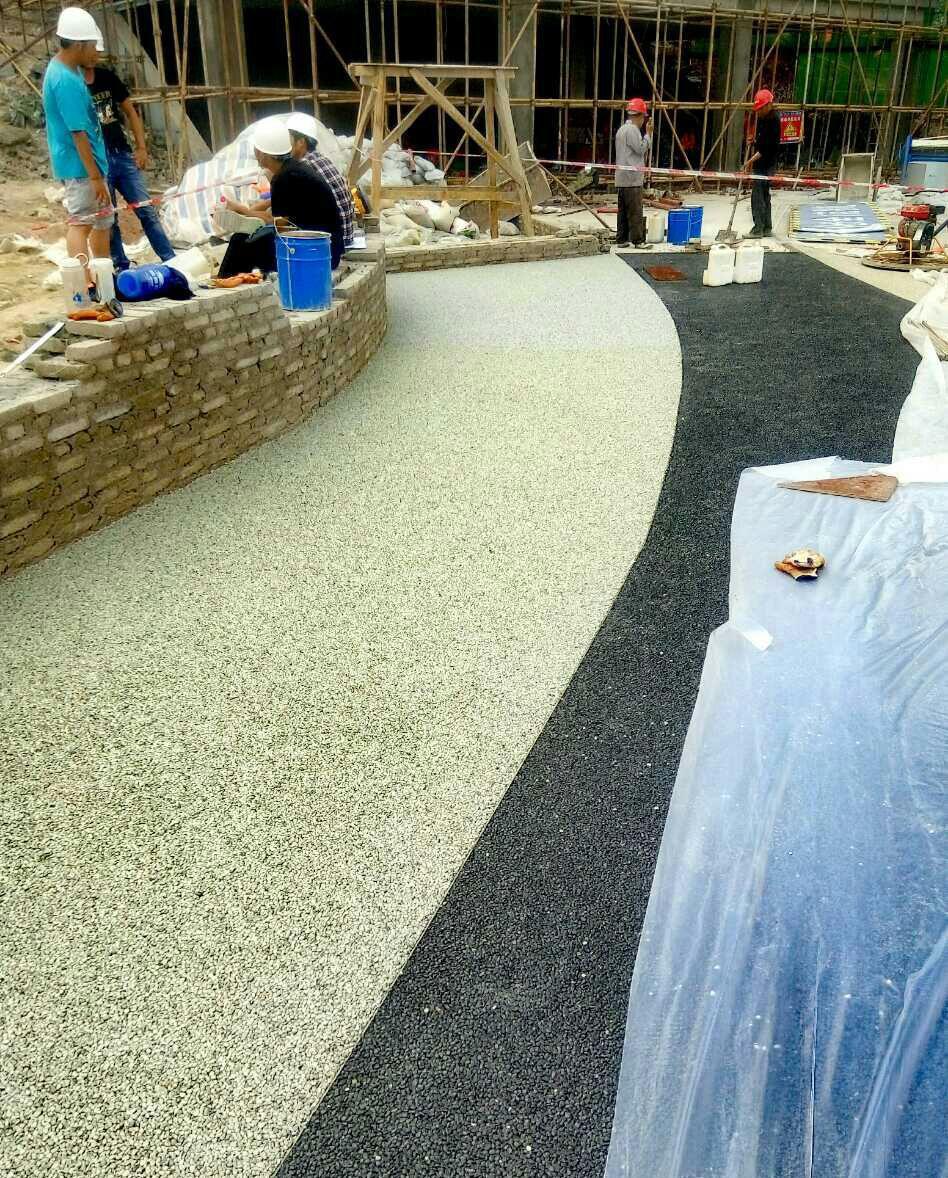 福建砾石聚合物地坪混凝土施工彩色洗砂地坪材料厂家