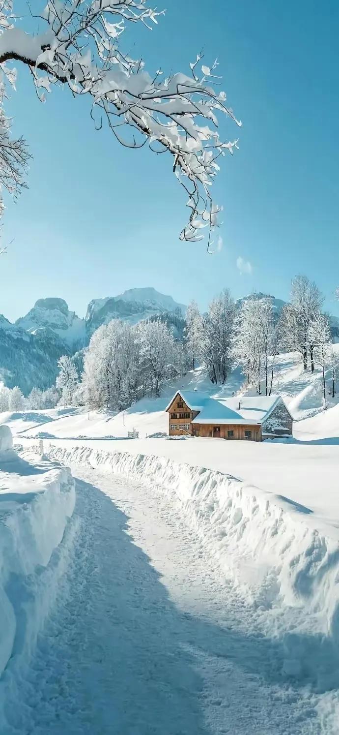 唯美雪景全屏壁纸，绝美超清冬日下雪图片